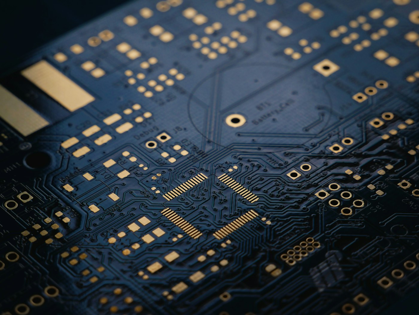 Macro close-up of a repaired circuit board